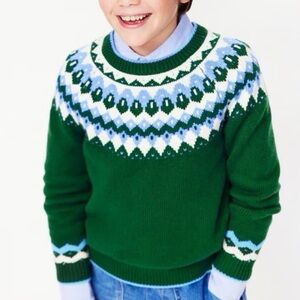 Mini Boden Eleanor Fair Isle Green Jumper Size 2-3Y